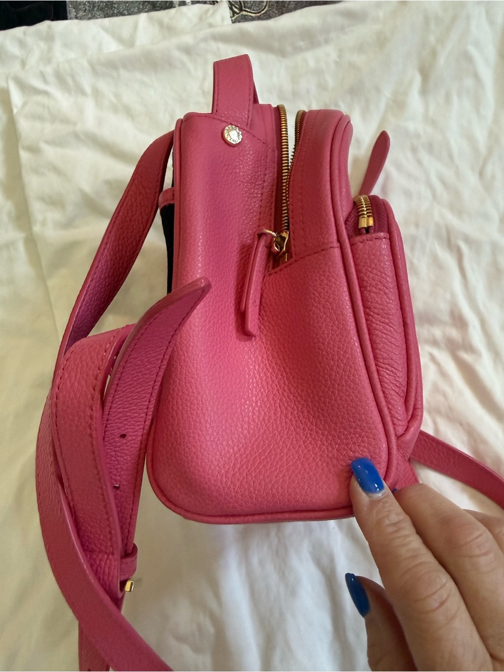 Furla Raspberry Pink Mini Leather Backpack - Picture 2 of 5